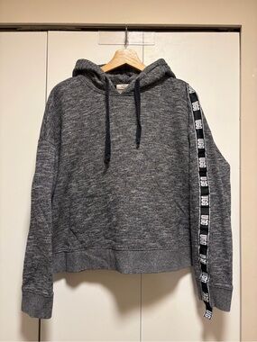 UGG Iris Logo Stripe Terry Track Hoodie Sweatshirt Marled
